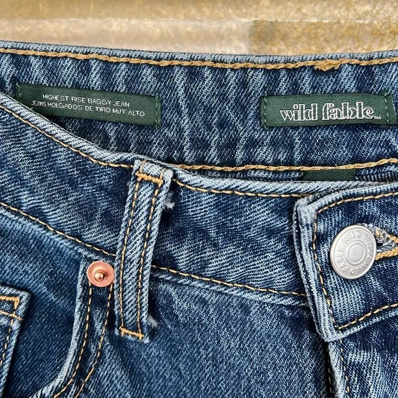 Wild Fable Women’s Highest Rise Baggy Distressed Blue Wide Leg Jeans, US Size 4 - Picture 7 of 7